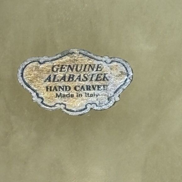 Vintage Genuine Alabaster Hinged Rose Trinket Jewelry Box - Picture 8 of 11